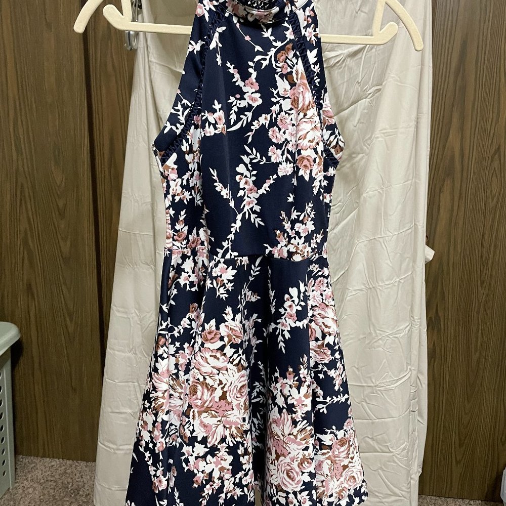 B Darlin Dress - size 3/4 - navy with pink and white flowers